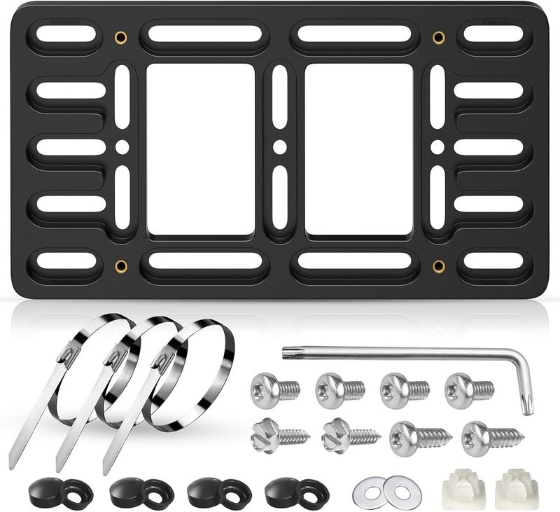 Podestaa Front License Plate Bracket Holder, 2 Drill License Plate Mount, Universal Bumper Car Tag Frame Mounting kit - Image 1